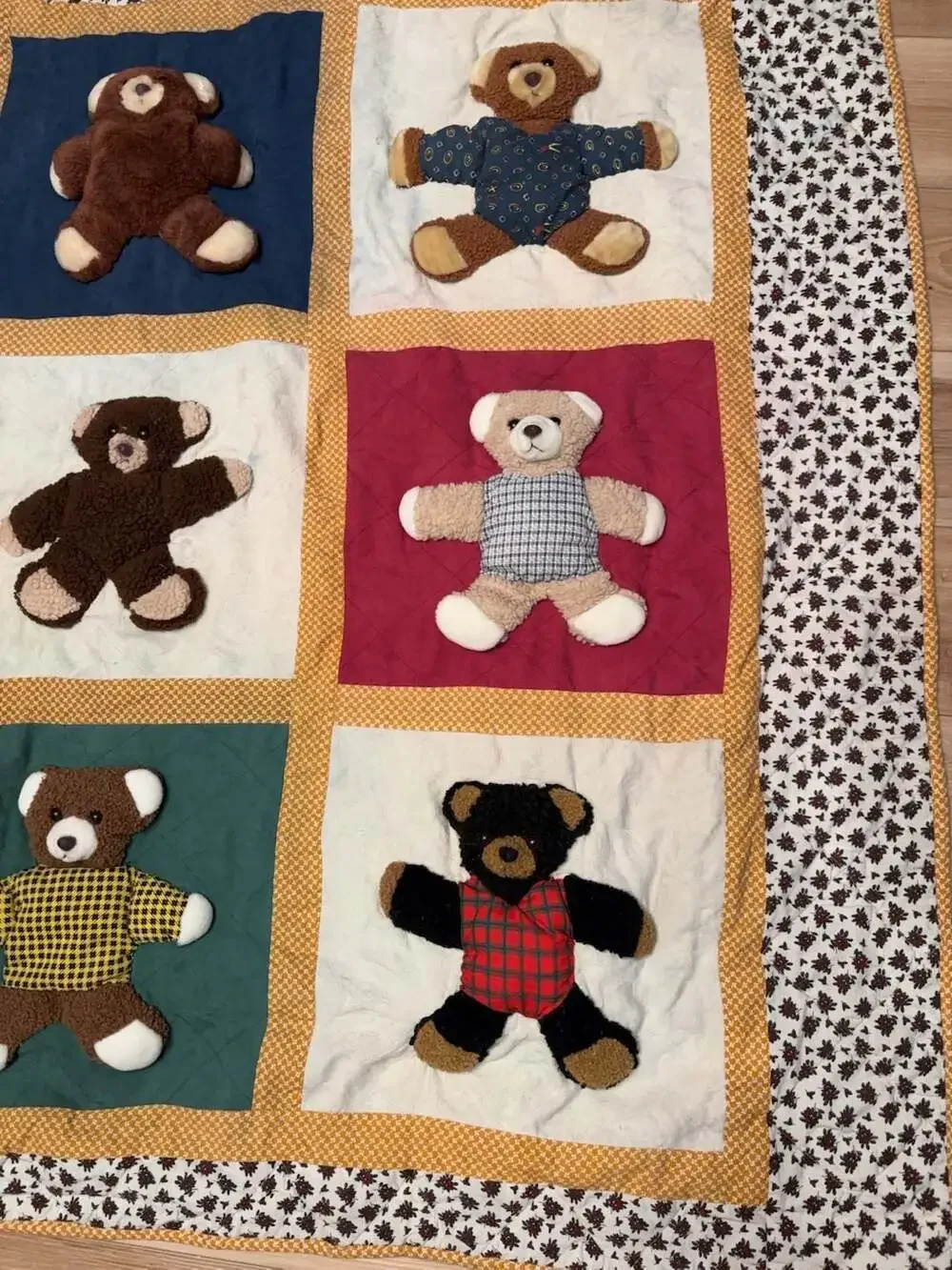 3D Teddy Bear Quilt Crib Blanket Play Mat Wall Hanging 53 x 46